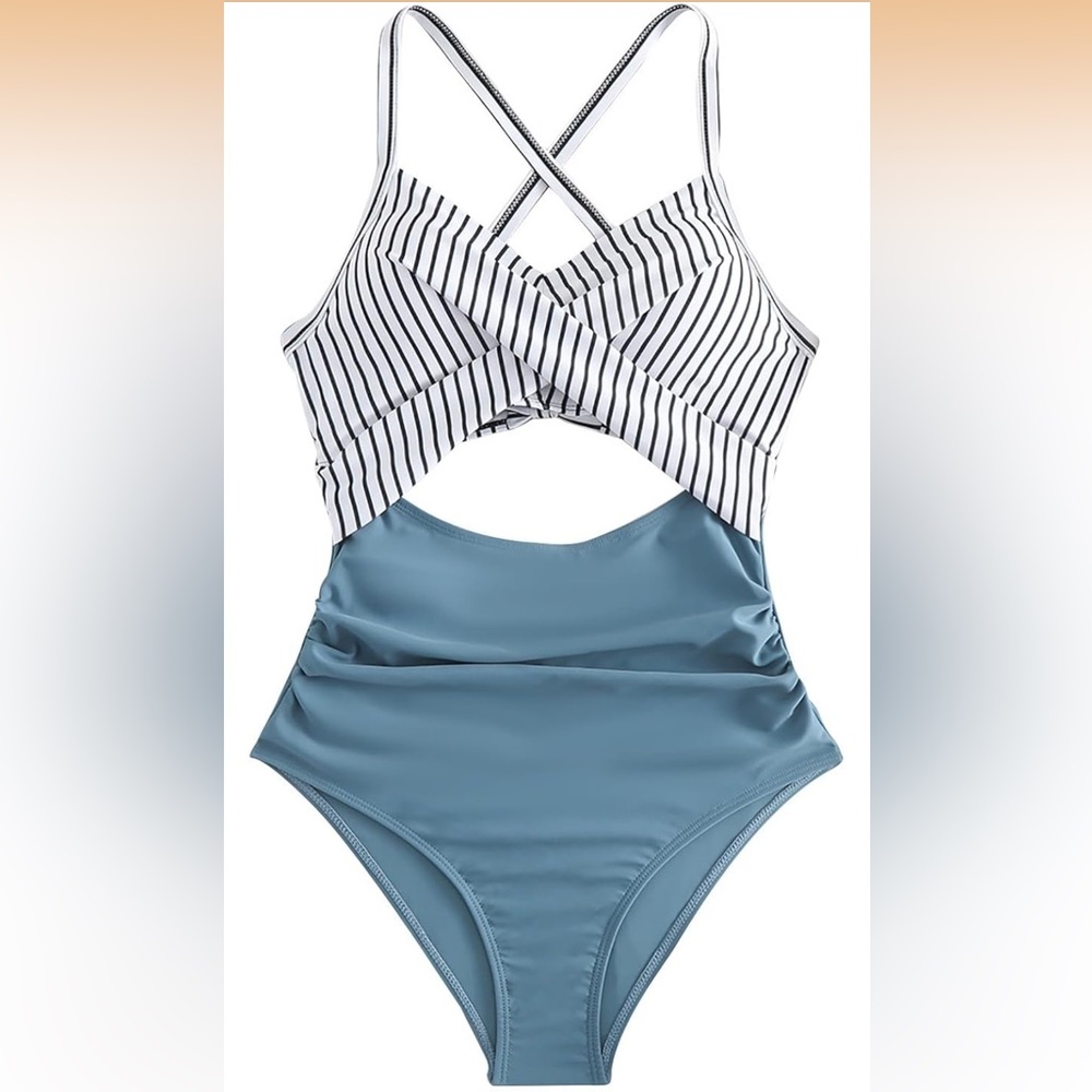 One Piece Swim Suit Cut Out Medium